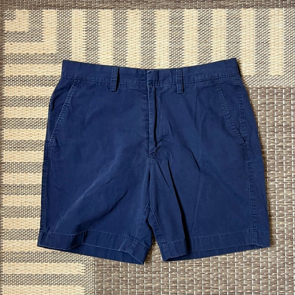 J CREW Navy Blue Chino Shorts Size 30W 100%  Cotton